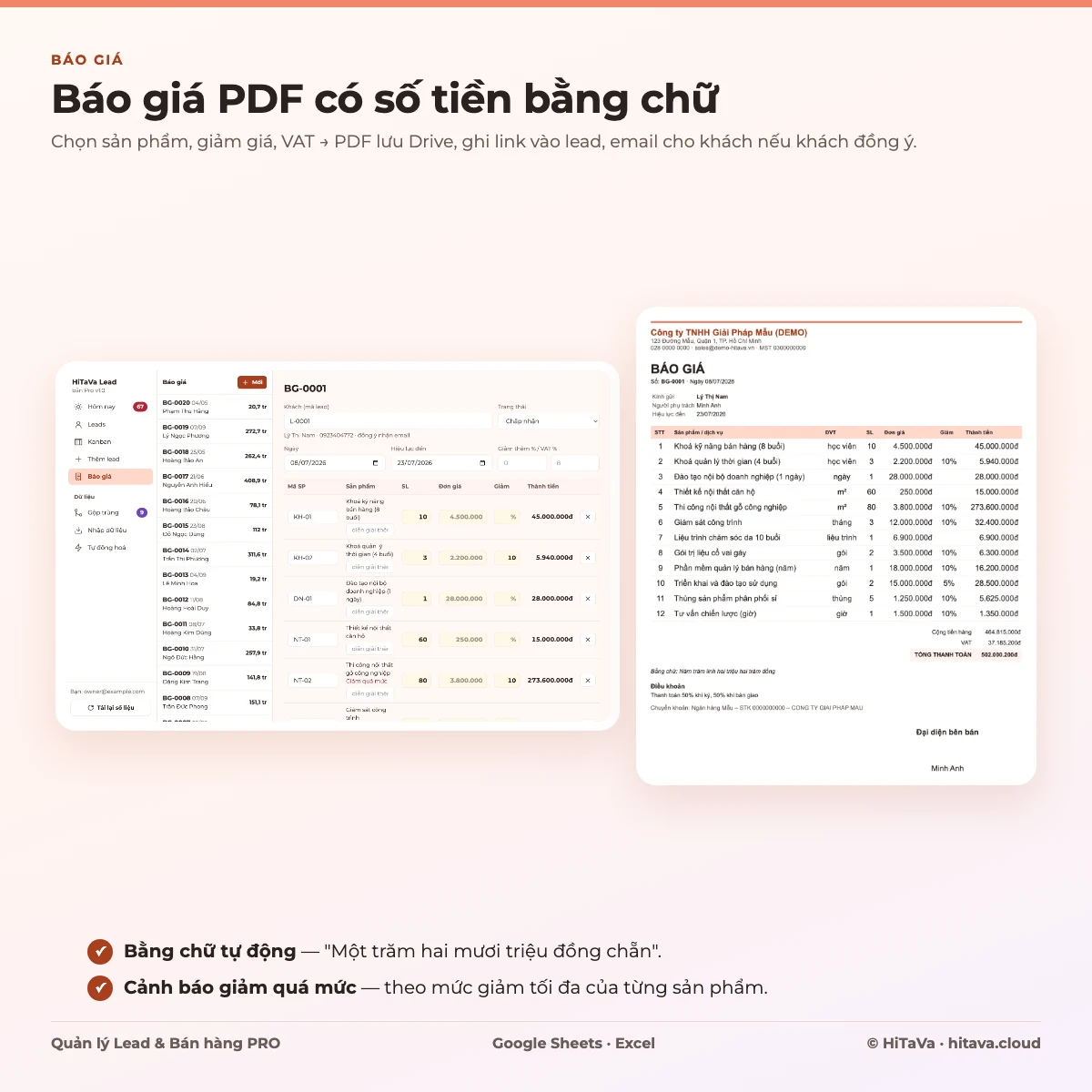 Báo giá PDF có số tiền bằng chữ